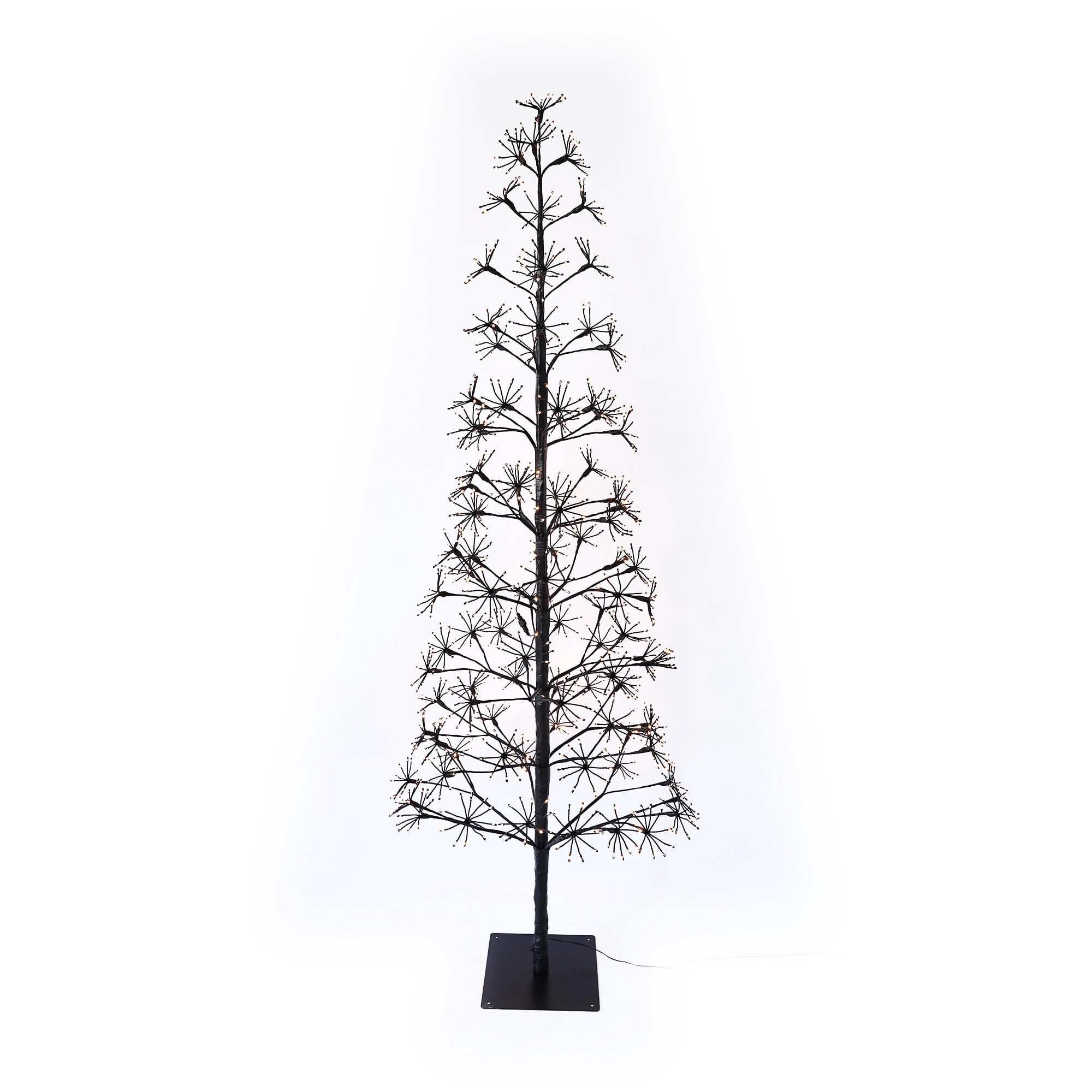 71 Inch Flower Twinkling Light Tree, 980Warm White LEDs, CUL Listed Adaptor 14.4W/24V, Indoor/Outdoor Lighted Decoration Tree with Metal Base – Holiday, Christmas & Home Décor (Black)