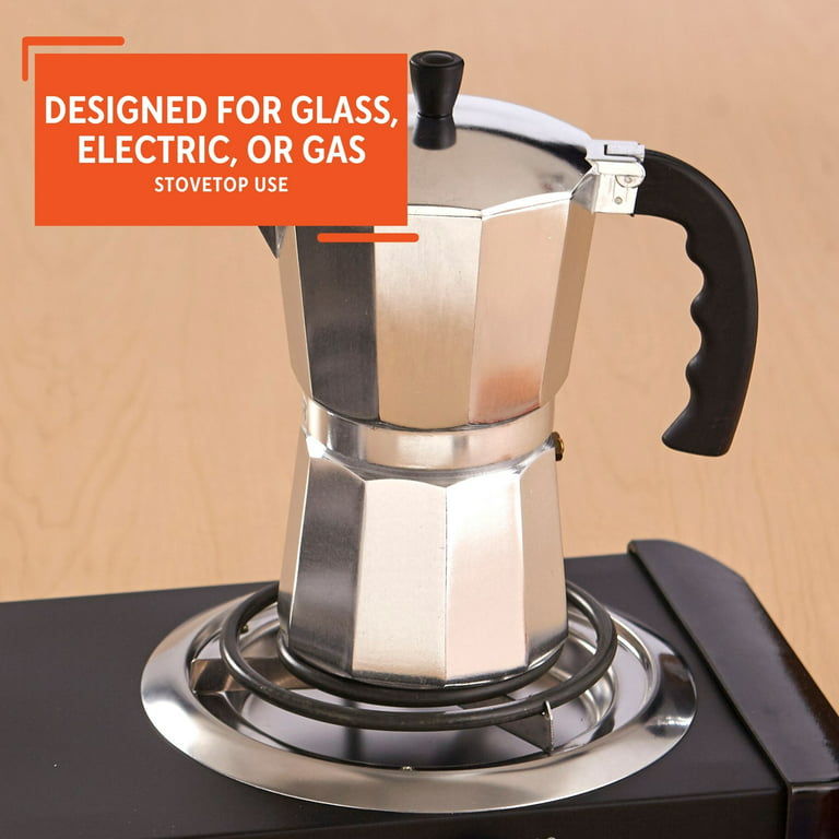 Imusa New 6 Cup Aluminum Stovetop Espresso Coffeemaker, Silver 