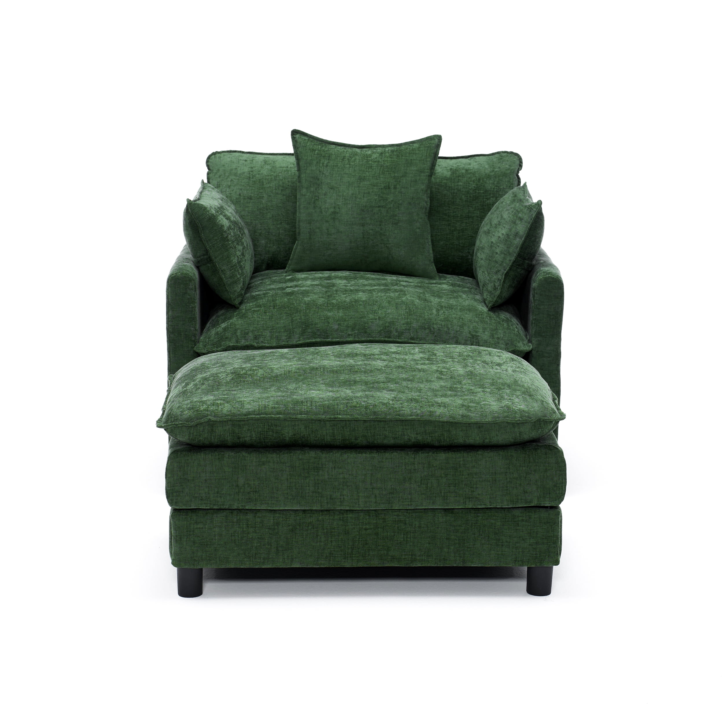 Aukfa 39.4" Oversized Accent Chair with Ottoman, Chenille Armchair Lounge Chairfor Living Room & Bedroom,Green