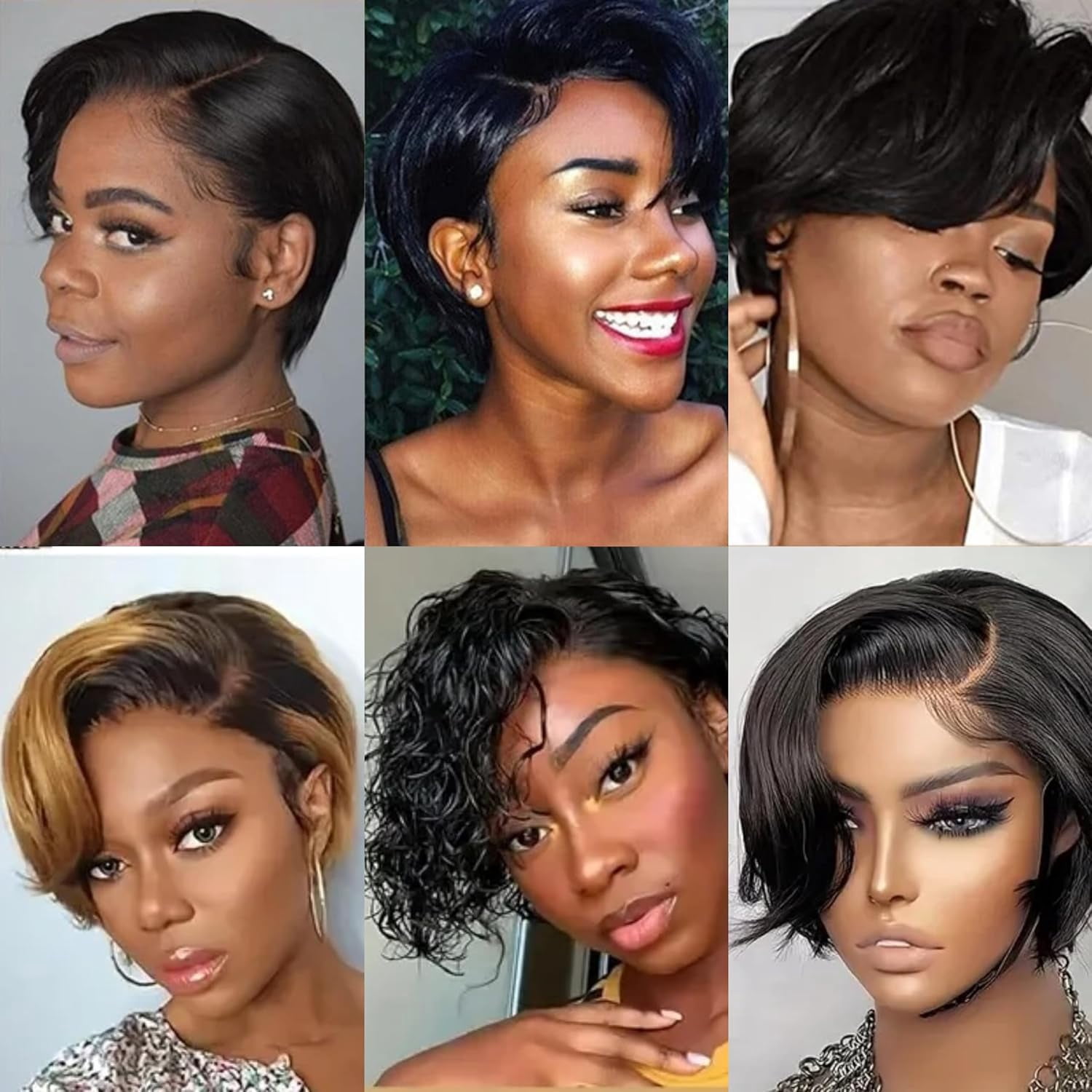 SPOU Short Pixie Cut Wig Human Hair 7X6 HD Lace Straight Wear and Go Glueless Wigs Human Hair 8inch Pre Plucked Pre Cut Short Pixie Wigs for Black Women (Natural Color)