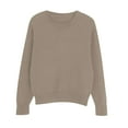 thumbnail image 3 of Comdrip Knit Sweater, Women's Wool Blend Casual Sweaters Crewneck Long Sleeve Knit Pullover Sweater Fall Tops for Women 2025 Pullover Sweaters for Women Khaki XL, 3 of 9