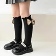 thumbnail image 4 of Esaierr Kids Girls Knee-High Socks Toddler Bow Stockings with Bow Tie Socks Solid Colour Classic Long Socks for 2 Pairs 3-12Y, 4 of 5