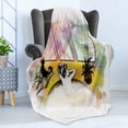 thumbnail image 4 of Modern Soft Flannel Fleece Blanket, Girl with Cat Taking Bath Spa Aroma Theraphy Relaxing Peaceful Massage Illustration, Cozy Plush for Indoor and Outdoor Use, 60" x 80", Multicolor, by Ambesonne, 4 of 5