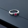 thumbnail image 3 of Gem Stone King 0.93 Ct Round Red Created Ruby Black Onyx 925 Sterling Silver Ring (Size 8), 3 of 4