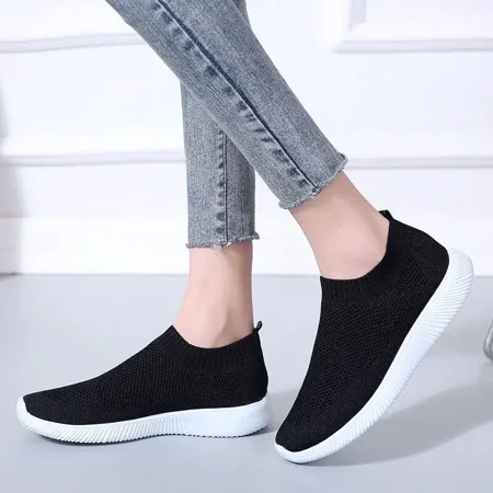 

Women‘s Breathable Knit Sneakers Low Top Lightweight Slip-on Casual Shoes Women‘s Solid Color Footwear