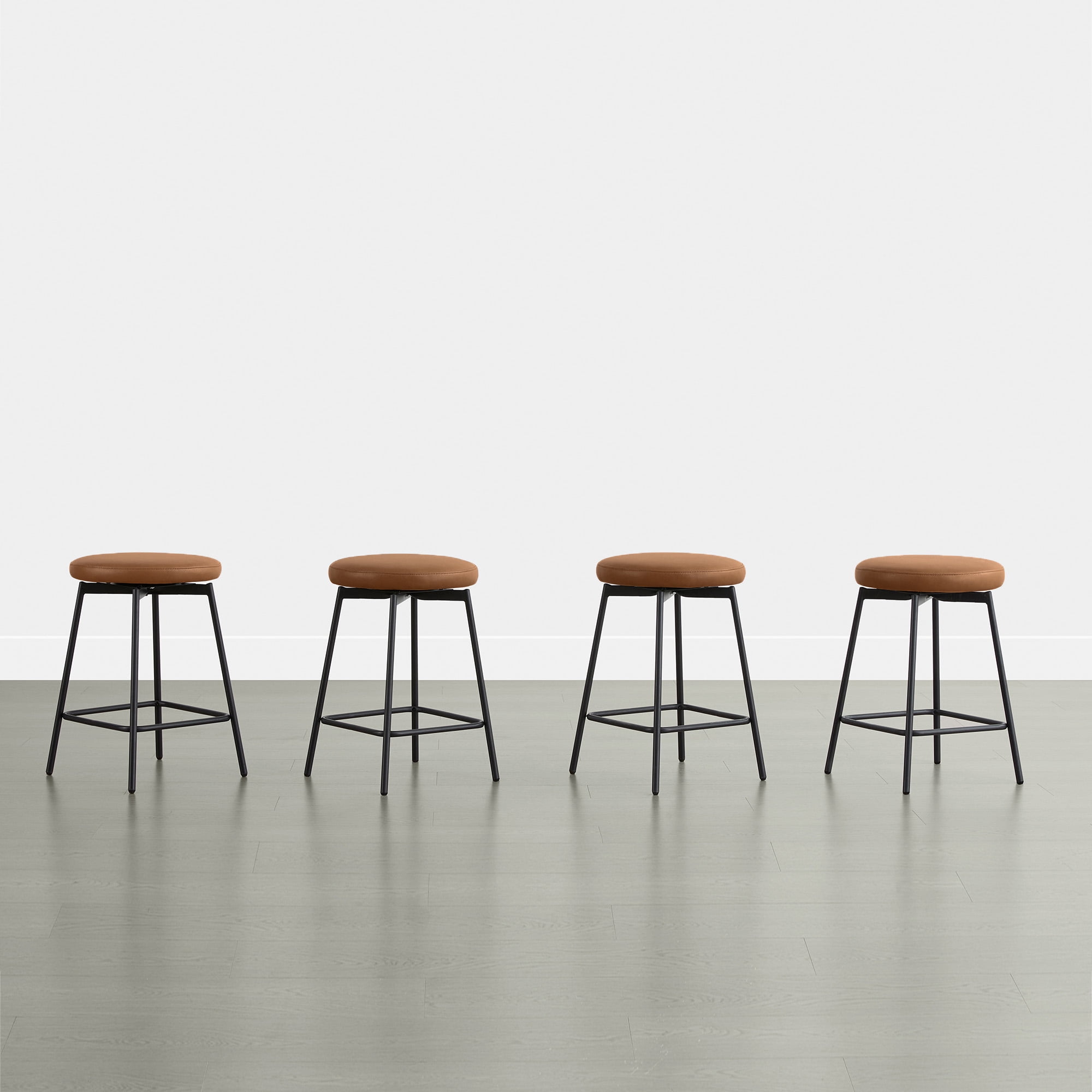 Spruce & Spring Modern 360° Swivel Counter Stool with Oversized Round Seat and Reinforced Metal Frame Set of 3, Brown