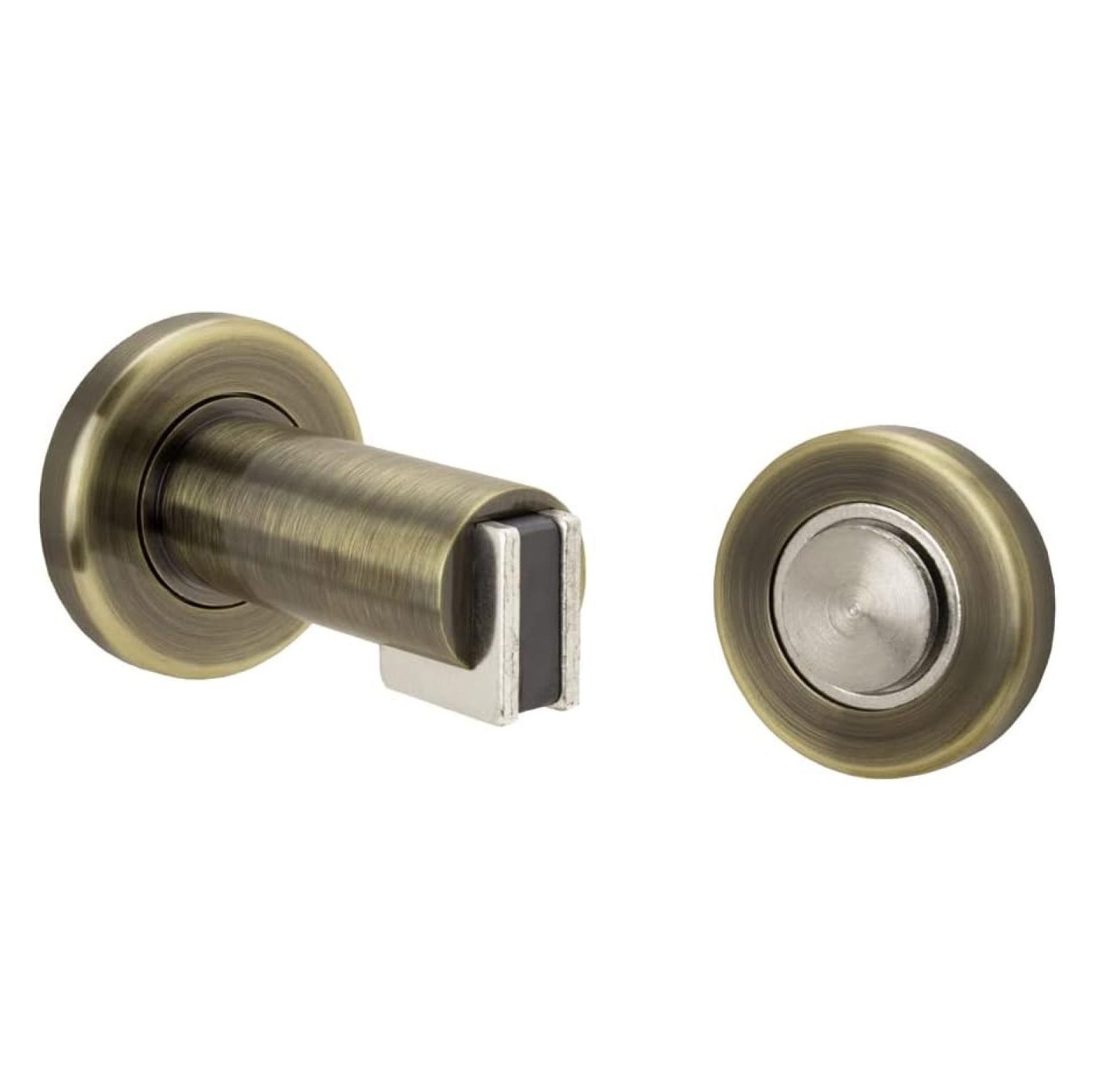 Door Stop Holder with Magnetic Catch - Antique Brass, Modern Design - Wall or Floor Mount - Protects Walls, Holds Doors Open - Residential & Commercial Use