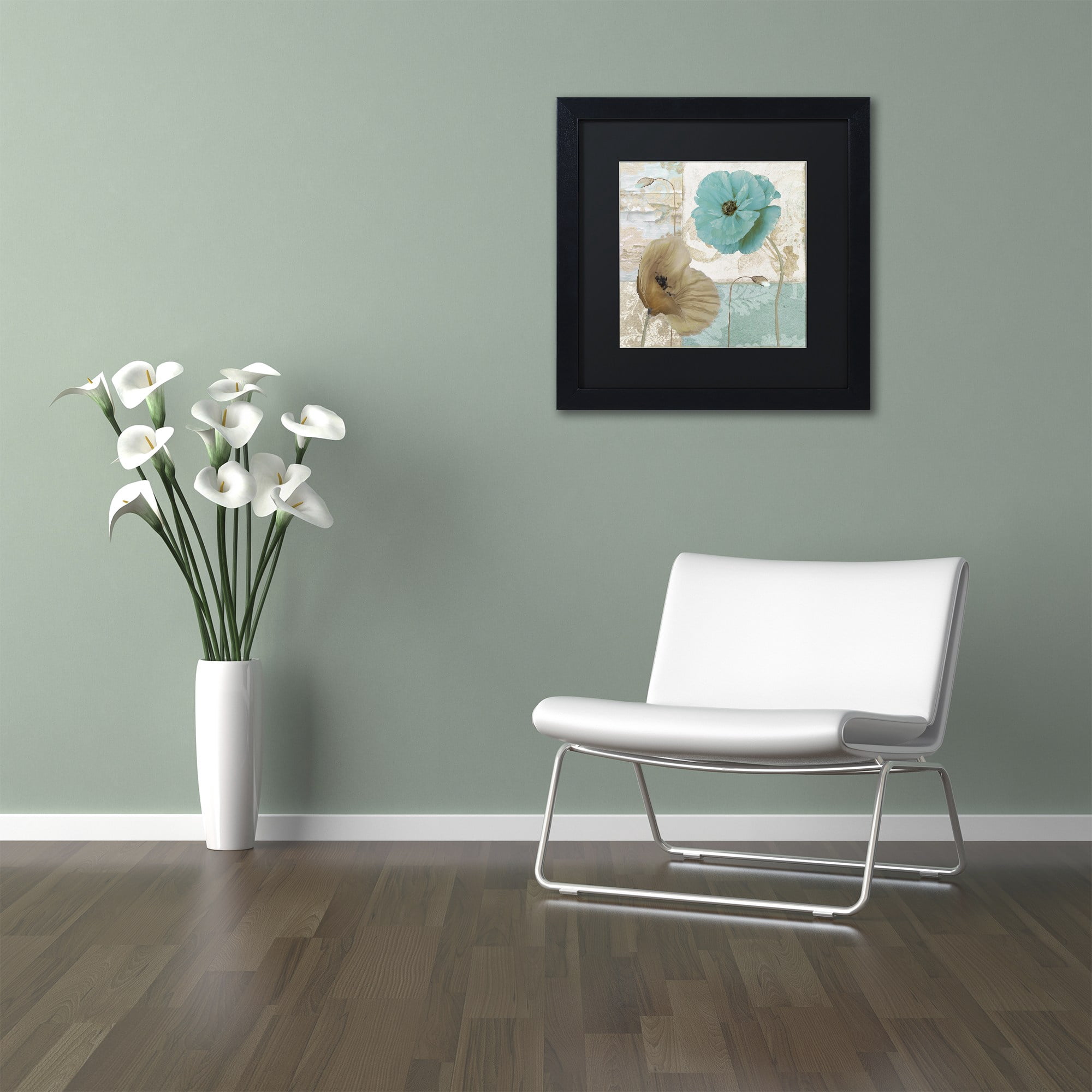 Trademark Fine Art "Beach Poppies IV" Canvas Art by Color Bakery Black Matte, Black Frame
