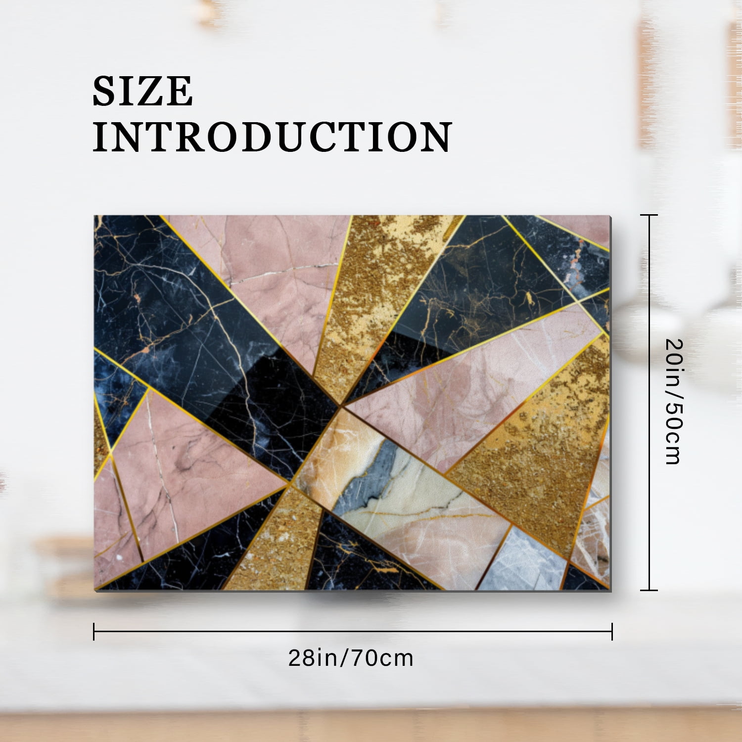 Square Electric Stove Top Cover, Abstract Geometric Art Marble Print Heat Resistant Glasstop Stove Covers, Pink Gold Decoration Mat for Kitchen RV(28×20 Inch)