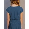 thumbnail image 4 of KISSMODA Girl's Solid Comfy Dresses Short Sleeve Round Neck Casual Summer Flared A Line Midi Dress 5-14 Years, 4 of 5
