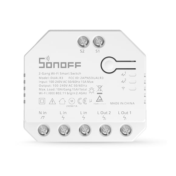 Bearachild Interruptor inteligente WiFi, aplicación de teléfono inteligente bidireccional, Control remoto, módulo de asistente de voz, Electrónica Interruptor DUALR3