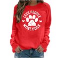 thumbnail image 1 of IROINID Vêtements d'Hiver Réduits pour Femmes Chandail à Capuche T-shirt Imprimé Manches Longues Blouse Col Rond Hauts de Détente Chandail en Molleton, Rouge, 1 of 4