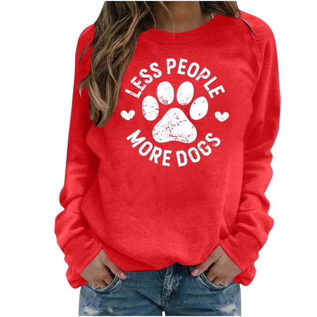 IROINID Vêtements d'Hiver Réduits pour Femmes Chandail à Capuche T-shirt Imprimé Manches Longues Blouse Col Rond Hauts de Détente Chandail en Molleton, Rouge