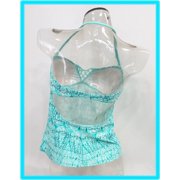 SO Mint Crochet Bandeau Halter Paisley Print Tankini Top Juniors' Women's Medium
