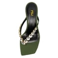 thumbnail image 2 of FSJ Women Elegant Crystal Square Open Toe Kitten Heel Flip Flops Slip On Low Heeled Thong Sandals Evening Dress Mule Shoes Size 12 Green, 2 of 4