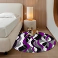 thumbnail image 3 of Purple Wave Line Round Area Rugs 3 ft, Modern Black Gray White Striped Gradient Washable Small Area Rug with Non-Slip Sturdy Edge Binding Round Front Door Mat Floor Carpet for Entryway, 3 of 9