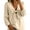 Beige, variant on Women's Lightweight Blouse Deep V Neck Front Tie Bow Puff Long Sleeve Shirts Textured Elastic Cuff Loose Flowy Casual Tunic Tops White