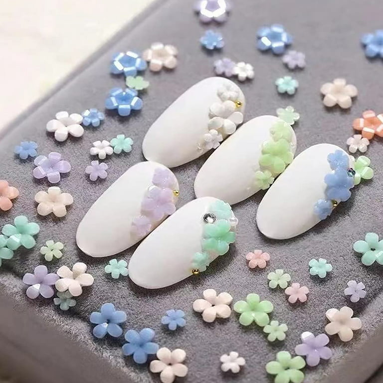 5PCS Colorful Resin Flower Nail Charms -  Denmark
