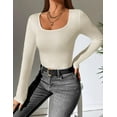 thumbnail image 2 of 2 Pack Women's Scoop Neck Tops Long Sleeve Slim Fit T Shirt Thermal Shirts Basic Tight Tee XS-XXL, 2 of 3