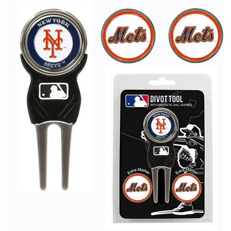 Team Golf MLB New York Mets Divot Tool Pack With 3 Golf Ball Markers