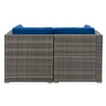 thumbnail image 2 of CorLiving Parksville 2-Piece Resin Wicker Rattan and Galvanized Steel Outdoor Loveseat with Cushions, Blended Grey/Blue, 2 of 9