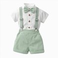 thumbnail image 2 of 3-4 Years Toddler Kids Boys Gentleman Outfit Suits Infant Boys Short Pants Set Short Sleeve Shirt with Suspender Strap Shorts 18 24 Months 2T 3T 4T 5T 6T Kids Gentleman Outfits,Blue, 2 of 7