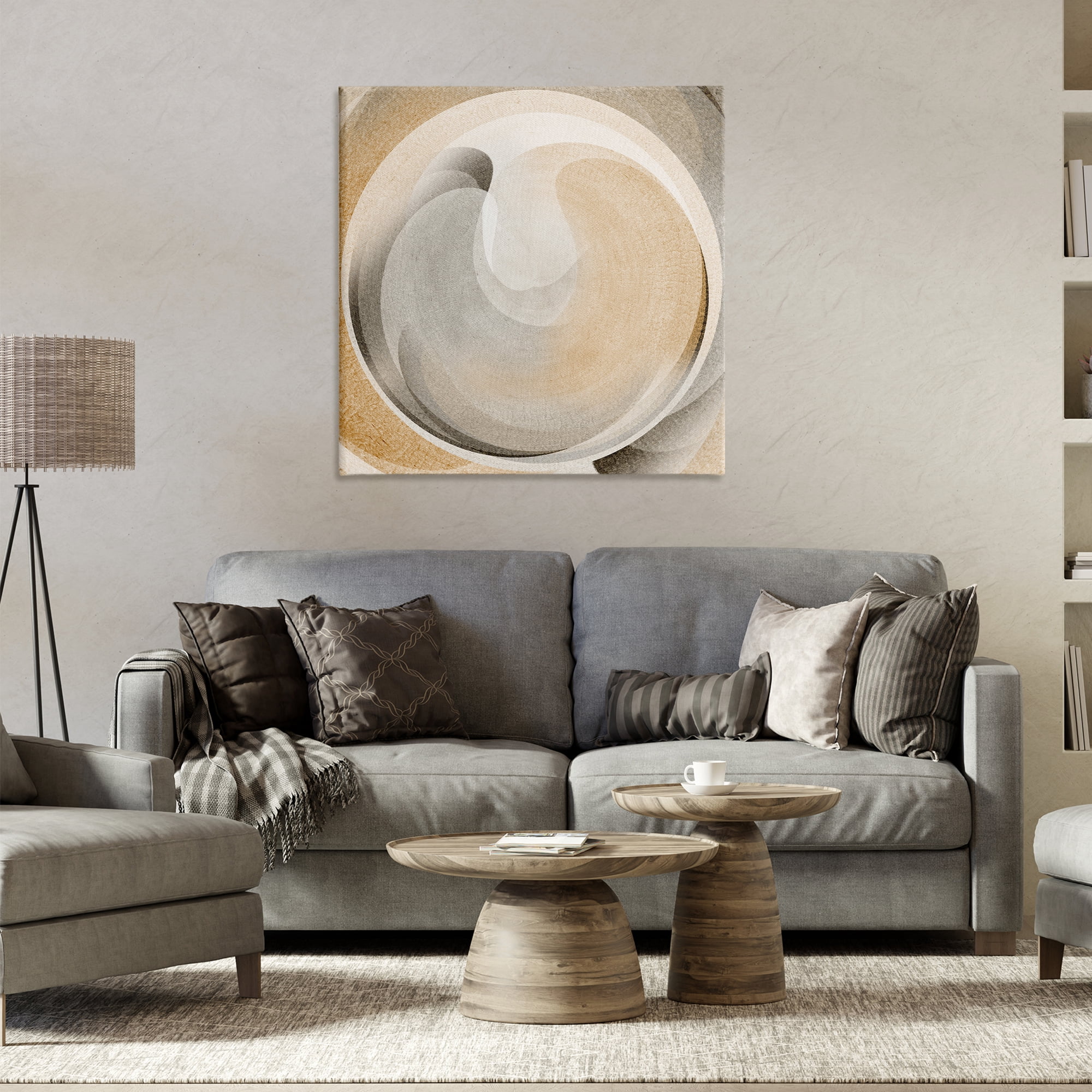 Stupell Industries Circular Soft Neutrals Abstract Painting Wrapped Canvas Art Print Wall Art, 30 x 30