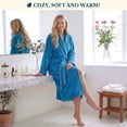 thumbnail image 5 of PAVILIA Teal Blue Women Robe Fleece Plush Soft, Fluffy Fuzzy Cozy Warm Lightweight Bathrobe, Shower Spa House Long Robe for Women, 2XL/3XL, 5 of 9