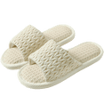 thumbnail image 4 of Casual Linen Women's Slippers Slip On House Indoors Slippers Anti-Skid Rubber Sole Lightweight Lined Chenille Slippers Perfect for Hotel Lounge Bedroon Shoes Footwear, 4 of 4