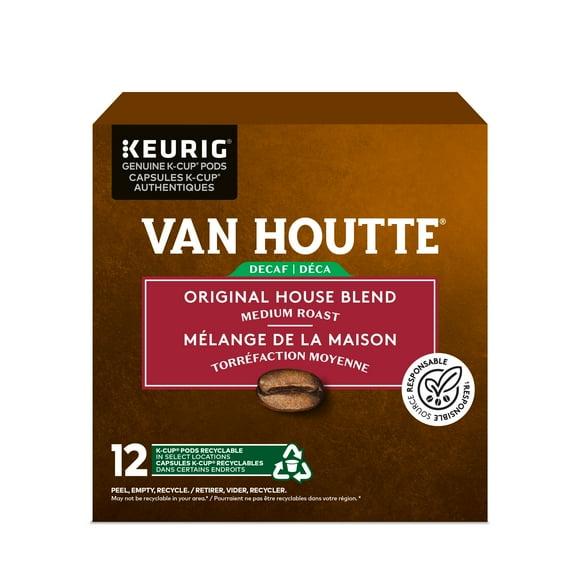 Van Houtte Original House Blend Decaf K-Cup Coffee Pods, 12 Count For Keurig Coffee Makers, Box of 12 K-Cup® pods