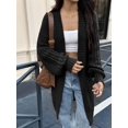 thumbnail image 4 of Long Sleeve Cable Knit Long Cardigan for Women Fall Winter Chunky Open Sweaters Black S, 4 of 8