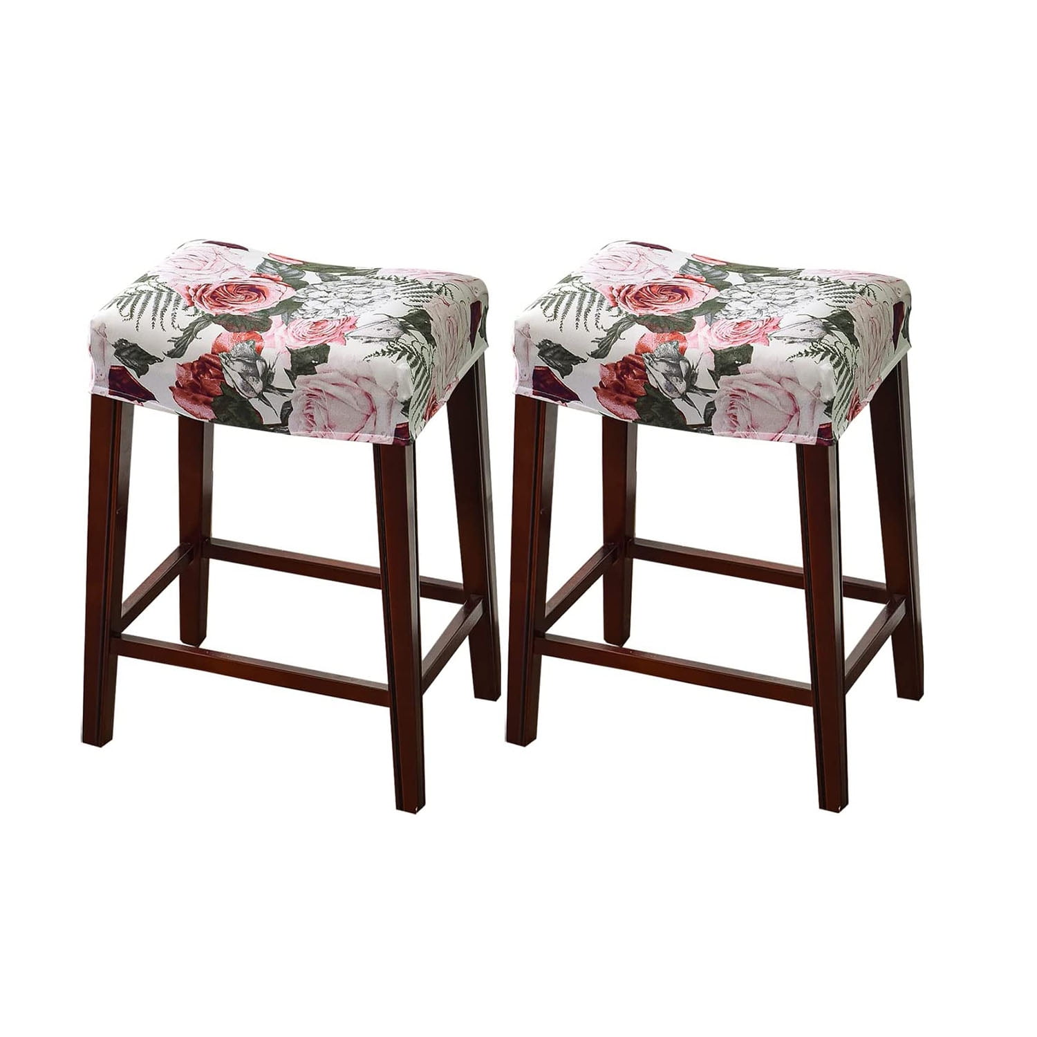 2 Pieces Printed Rectangle Bar Stool Cover Chair Seat Slipcovers