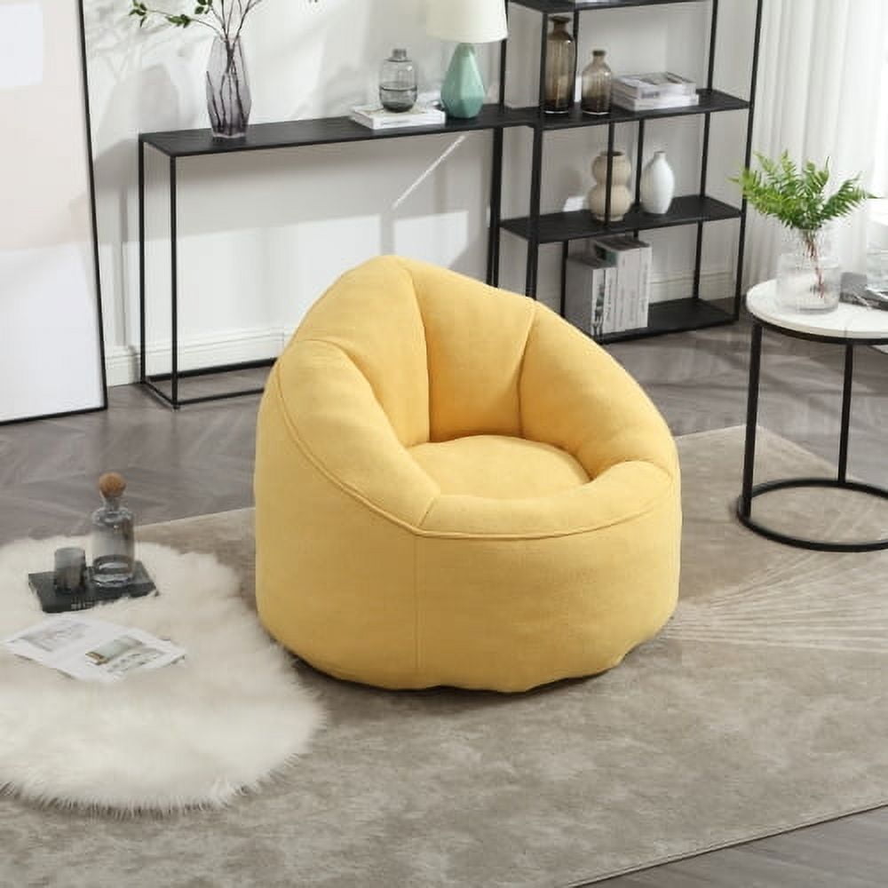 BSHTI 40"Bedding Bean Bag Sofa Chair,High Pressure Foam Bean Bag Chair,Adult Material with Padded Foam Padding Compressed Bean Bag With Footrest-Yellow