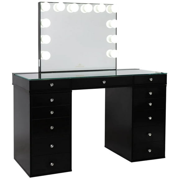 Impressions Vanity Slaystation Plus 2.0 LED Vanity Mirror with Tabletop (Pro Black)
