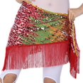 thumbnail image 3 of Ladies Belly Dance Fringe Hip Skirt Waist Belt Hip Scarf Wrap Dancewear Red, 3 of 8