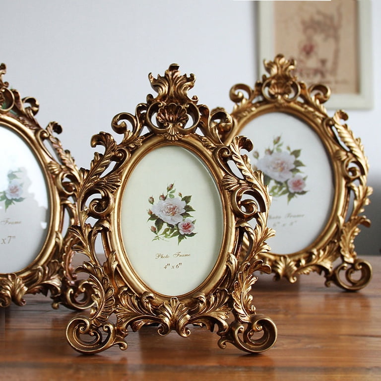 SIKOO Vintage Oval 4x6 Picture Frame Antique OrnateTabletop and