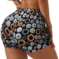 thumbnail image 1 of Balery Colorful Screws Pantalones cortos de entrenamiento estampados para mujer, sin costuras, ajustados, para gimnasio, yoga, correr, deportes, ejercicio activo, fitness.-Large, 1 of 8