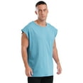 thumbnail image 5 of Doomiva Men's Sleeveless Muscle Shirts Workout Athletic Tank Tops Cap Sleeve Solid Casual T-Shirt Light Blue M, 5 of 7
