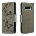 thumbnail image 3 of Allytech Galaxy S10 Case, Slim Fit PU Leather Folio Butterfly Embossed Shockproof Wrist Hand Strap Flip Cards Holder Wallet Case TPU Back Cover for Samsung Galaxy S10,Gray, 3 of 8
