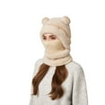 thumbnail image 3 of Cadancy Womens Beanie Hats Winter Fleece Balaclava Ski Mask Windproof Cute Bear Ears Snow Caps Plush Soft Warm Outdoor Cold Weather Hooded Scarf Neck Warmer, 3 of 4