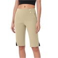 thumbnail image 2 of Yourumao Golf Shorts with Pocket for Women Stretchy Knee Length High Waist Shorts Solid Shorts Activewear Workout Pants, 2 of 10