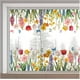 thumbnail image 1 of Calcomanías estáticas para ventanas con tulipanes grandes, flores de primavera, mariposas, colores vibrantes, vinilo de doble cara no adhesivo., 1 of 9
