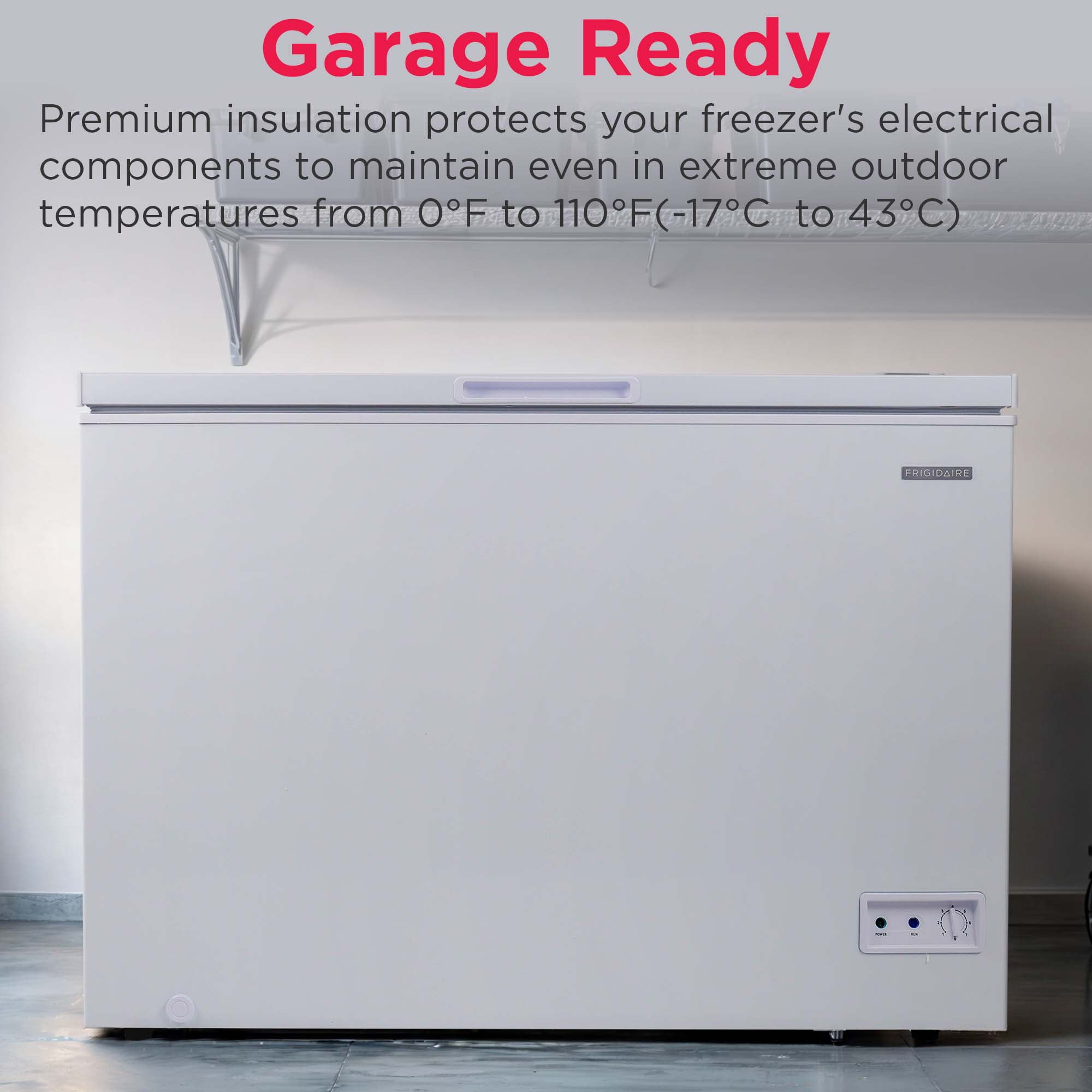 Frigidaire 10.3 Cu Ft Chest Freezer, White Garage Ready Deep Freezer for Basement, Kitchen, Bulk Food Storage