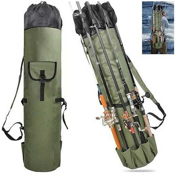 AGOPLEE Heavy-Duty Water Resistant Fishing Rod Organizer Bag with Shoulder Strap - Portable Storage for Reels, Tackle & Equipment | Home & Travel