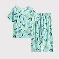 thumbnail image 2 of Lovskoo Women's Plus Size Cute Sleepwear Tops with Capris Pants Pajama Sets Short Sleeve Cotton Linen Loungewear Two Piece Suit Green 4XL, 2 of 5