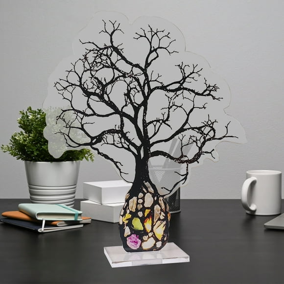 Uklsqma Ancient Tree Sculpture Acrylic Decorative Lamp | Multicolor Gemstone Art with 6 Branches | Creative Home Decor | Symbol of Happiness Optimism Peace | Gift for Mother’S Day Father’S Day We