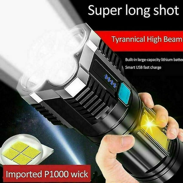 Lampe Torche LED Tactique 1000000 LM – Rechargeable Type-C – Noire – Étanche