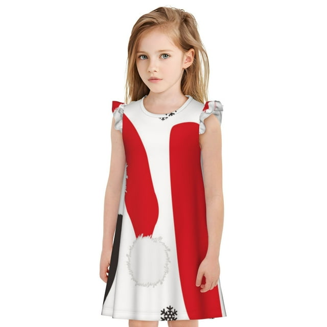 Bingfone Hoho de Noël pour Filles, Robe de Nuit à Manches Volantes, Pyjama Princesse pour Filles, Tenue de Maison-Petite