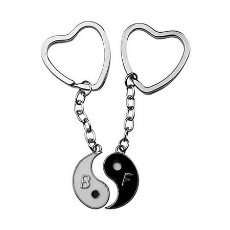 Art Attack Silvertone Yin Yang Yin-Yang Peace Love Happiness Best Friends Forever BFF Hearts Enamel Bag Charm Pendant