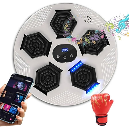 Annuodi Electronic Boxing Machine Smart Music Boxing Trainer Target with Boxing Gloves and Bluetooth Wall Mounted Boxing Training Equipment for Speed and Agility Training